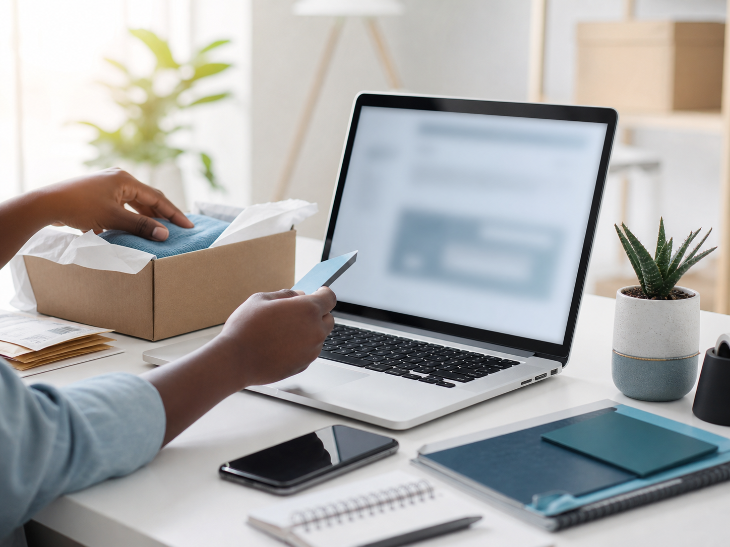 Business owner preparing an online order
